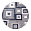 Flash Furniture Gideon Collection Geometric 5' x 5' Blue, Grey, & White Round Olefin Area Rug w/ Cotton Backing, Living Room, Bedroom, Model# OK-HCF-7146ATUR-5R-BL-GG