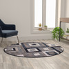 Flash Furniture Gideon Collection Geometric 5' x 5' Blue, Grey, & White Round Olefin Area Rug w/ Cotton Backing, Living Room, Bedroom, Model# OK-HCF-7146ATUR-5R-BL-GG