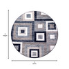 Flash Furniture Gideon Collection Geometric 5' x 5' Blue, Grey, & White Round Olefin Area Rug w/ Cotton Backing, Living Room, Bedroom, Model# OK-HCF-7146ATUR-5R-BL-GG