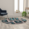 Flash Furniture Gideon Collection Geometric 5' x 5' Turquoise, Grey, & White Round Olefin Area Rug w/ Cotton Backing, Living Room, Bedroom, Model# OK-HCF-7146ATUR-5R-TUR-GG