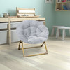 Flash Furniture Gwen 23" Kids Cozy Mini Folding Saucer Chair, Faux Fur Moon Chair for Toddlers & Bedroom, Gray/Soft Gold, Model# FV-FMC-030-GY-SGD-GG