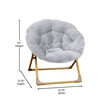 Flash Furniture Gwen 23" Kids Cozy Mini Folding Saucer Chair, Faux Fur Moon Chair for Toddlers & Bedroom, Gray/Soft Gold, Model# FV-FMC-030-GY-SGD-GG