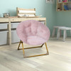 Flash Furniture Gwen 23" Kids Cozy Mini Folding Saucer Chair, Faux Fur Moon Chair for Toddlers & Bedroom, Blush/Soft Gold, Model# FV-FMC-030-BL-SGD-GG