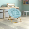 Flash Furniture Gwen 23" Kids Cozy Mini Folding Saucer Chair, Faux Fur Moon Chair for Toddlers & Bedroom, Dusty Aqua/Soft Gold, Model# FV-FMC-030-DTAQ-SGD-GG