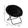 Flash Furniture Gwen 38" Oversize Portable Faux Fur Folding Saucer Moon Chair for Dorm & Bedroom, Black Faux Fur/Black Frame, Model# FV-FMC-025-BK-BK-GG