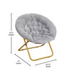 Flash Furniture Gwen 38" Oversize Portable Faux Fur Folding Saucer Moon Chair for Dorm & Bedroom, Gray Faux Fur/Soft Gold Frame, Model# FV-FMC-025-GY-SGD-GG