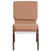 Flash Furniture HERCULES Series 18.5''W Church Chair in Caramel Fabric w/ Cup Book Rack Copper Vein Frame, Model# FD-CH02185-CV-BN-BAS-GG