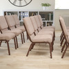 Flash Furniture HERCULES Series 18.5''W Church Chair in Beige Fabric w/ Book Rack Copper Vein Frame, Model# FD-CH02185-CV-BGE1-BAS-GG