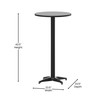 Flash Furniture Mellie 23.25" Black Round Metal Indoor-Outdoor Bar Height Table w/ Flip-Up Table, Model# TLH-059A-BK-GG