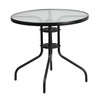 Flash Furniture Brazos 5 Piece Outdoor Patio Dining Set 31.5" Round Tempered Glass Patio Table, 4 Black Flex Comfort Stack Chairs, Model# TLH-0702303C-GG