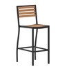 Flash Furniture Lark Commercial Grade Bar Height Stool, All-Weather Outdoor Bar Stool w/ Faux Wood Poly Resin Slats & Aluminum Frame, Teak, Model# XU-DG-HW6036B-GG