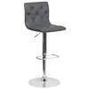 Flash Furniture Sammie Contemporary Button Tufted Gray Vinyl Adjustable Height Barstool w/ Chrome Base, Model# CH-112080-GY-GG