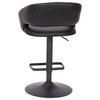 Flash Furniture Erik Contemporary Black Vinyl Adjustable Height Barstool w/ Rounded Mid-Back & Black Base, Model# CH-122070-BKBK-GG