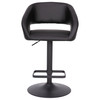 Flash Furniture Erik Contemporary Black Vinyl Adjustable Height Barstool w/ Rounded Mid-Back & Black Base, Model# CH-122070-BKBK-GG