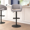 Flash Furniture Erik Contemporary Gray Fabric Adjustable Height Barstool w/ Rounded Mid-Back & Black Base, Model# CH-122070-GYFABBK-GG