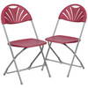 Flash Furniture 2 Pack HERCULES Series 650 lb. Capacity Burgundy Plastic Fan Back Folding Chair, Model# 2-LE-L-4-BUR-GG