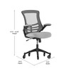 Flash Furniture Kelista Mid-Back Dark Gray Mesh Swivel Ergonomic Task Office Chair w/ Flip-Up Arms & Transparent Roller Wheels, Model# BL-X-5M-DKGY-RLB-GG