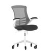 Flash Furniture Kelista Mid-Back Black Mesh Swivel Ergonomic Task Office Chair w/ White Frame, Flip-Up Arms, & Transparent Roller Wheels, Model# BL-X-5M-WH-BK-RLB-GG