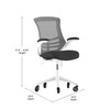 Flash Furniture Kelista Mid-Back Black Mesh Swivel Ergonomic Task Office Chair w/ White Frame, Flip-Up Arms, & Transparent Roller Wheels, Model# BL-X-5M-WH-BK-RLB-GG