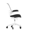 Flash Furniture Kelista Mid-Back Black Mesh Swivel Ergonomic Task Office Chair w/ White Frame, Flip-Up Arms, & Transparent Roller Wheels, Model# BL-X-5M-WH-BK-RLB-GG