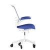 Flash Furniture Kelista Mid-Back Blue Mesh Swivel Ergonomic Task Office Chair w/ White Frame, Flip-Up Arms, & Transparent Roller Wheels, Model# BL-X-5M-WH-BLUE-RLB-GG