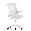 Flash Furniture Kelista Mid-Back Light Gray Mesh Swivel Ergonomic Task Office Chair w/ White Frame, Flip-Up Arms, & Transparent Roller Wheels, Model# BL-X-5M-WH-GY-RLB-GG