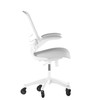 Flash Furniture Kelista Mid-Back Light Gray Mesh Swivel Ergonomic Task Office Chair w/ White Frame, Flip-Up Arms, & Transparent Roller Wheels, Model# BL-X-5M-WH-GY-RLB-GG