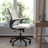 Flash Furniture Kelista Mid-Back White Mesh Swivel Ergonomic Task Office Chair w/ Flip-Up Arms & Transparent Roller Wheels, Model# BL-X-5M-WH-RLB-GG