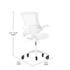 Flash Furniture Kelista Mid-Back White Mesh Swivel Ergonomic Task Office Chair w/ White Frame, Flip-Up Arms, & Transparent Roller Wheels, Model# BL-X-5M-WH-WH-RLB-GG
