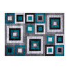 Flash Furniture Gideon Collection Geometric 8' x 10' Turquoise, Grey, & White Olefin Area Rug w/ Cotton Backing, Living Room, Bedroom, Model# OK-HCF-7146ATUR-810-TUR-GG