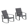 Flash Furniture Brazos Set of 2 Black Outdoor Rocking Chairs w/ Flex Comfort Material & Black Steel Frames, Model# 2-FV-FSC-2315N-BLK-GG