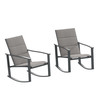 Flash Furniture Brazos Set of 2 Gray Outdoor Rocking Chairs w/ Flex Comfort Material & Black Steel Frames, Model# 2-FV-FSC-2315N-GRY-GG