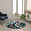 Flash Furniture Athos Collection 4' x 4' Turquoise Abstract Area Rug, Model# KP-RG952-44-TQ-GG