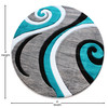Flash Furniture Athos Collection 4' x 4' Turquoise Abstract Area Rug, Model# KP-RG952-44-TQ-GG
