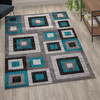 Flash Furniture Gideon Collection Geometric 6' x 9' Turquoise, Grey, & White Olefin Area Rug w/ Cotton Backing, Living Room, Bedroom, Model# OK-HCF-7146ATUR-69-TUR-GG