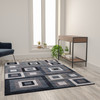 Flash Furniture Gideon Collection Geometric 5' x 7' Blue, Grey, & White Olefin Area Rug w/ Cotton Backing, Living Room, Bedroom, Model# OK-HCF-7146ATUR-57-BL-GG