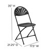 Flash Furniture HERCULES 2 PK Black Plastic Fan Back Folding Chairs, Model# 2-LE-L-4-BK-GG