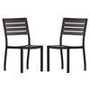 Flash Furniture Lark Outdoor Stackable Side Chair w/ Gray Wash Faux Teak Poly Slats, Set of 2, Model# 2-XU-DG-HW6036-GY-GG