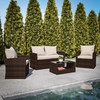 Flash Furniture Aransas Series 4 Piece Brown Patio Set w/ Beige Back Pillows & Seat Cushions, Model# JJ-S351-BNBG-GG