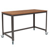 Flash Furniture Livingston Collection Computer Table & Desk in Brown Oak Wood Grain Finish w/ Metal Wheels, Model# NAN-JN-2522D-GG