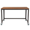 Flash Furniture Livingston Collection Computer Table & Desk in Brown Oak Wood Grain Finish w/ Metal Wheels, Model# NAN-JN-2522D-GG