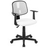 Flash Furniture Flash Fundamentals Mid-Back White Mesh Swivel Task Office Chair w/ Pivot Back & Arms, Model# LF-134-A-WH-GG