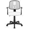 Flash Furniture Flash Fundamentals Mid-Back White Mesh Swivel Task Office Chair w/ Pivot Back & Arms, Model# LF-134-A-WH-GG