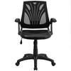 Flash Furniture Sam Mid-Back Designer Black Mesh Swivel Task Office Chair w/ LeatherSoft Seat & Open Arms, Model# GO-WY-82-LEA-GG