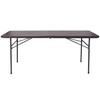 Flash Furniture Elijah 6-Foot Bi-Fold Brown Wood Grain Plastic Folding Table w/ Carrying Handle, Model# DAD-LF-183Z-GG