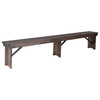 Flash Furniture HERCULES 8' x 12" Antique Rustic Mahogany Solid Pine Folding Farm Bench w/ 3 Legs, Model# XA-B-96X12-L-MG-GG