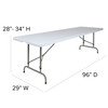 Flash Furniture Kathryn 8-Foot Height Adjustable Granite White Plastic Folding Table, Model# RB-3096ADJ-GG