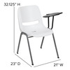 Flash Furniture HERCULES White Ergonomic Shell Chair w/ Left Handed Flip-Up Tablet Arm, Model# RUT-EO1-WH-LTAB-GG