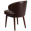 Flash Furniture Comfort Back Series Brown LeatherSoft Side Reception Chair w/ Walnut Legs, Model# BT-4-BN-GG