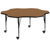 Flash Furniture Wren Mobile 60'' Flower Oak Thermal Laminate Activity Table Height Adjustable Short Legs, Model# XU-A60-FLR-OAK-T-P-CAS-GG
